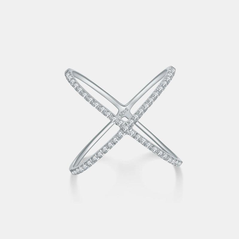 925 Sterling Silver Moissanite Crisscross Ring - SHANKARA CHÉRIE