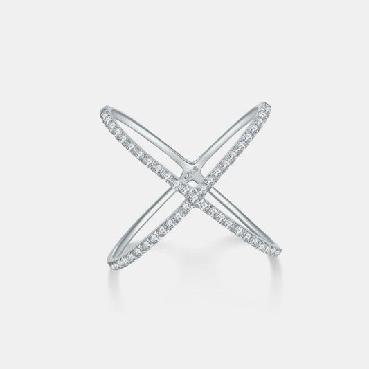 925 Sterling Silver Moissanite Crisscross Ring - SHANKARA CHÉRIE