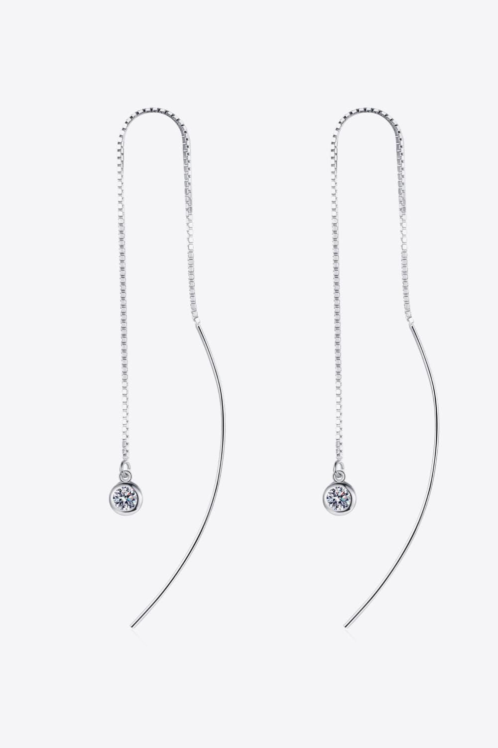 Moissanite 925 Sterling Silver Threader Earrings.
