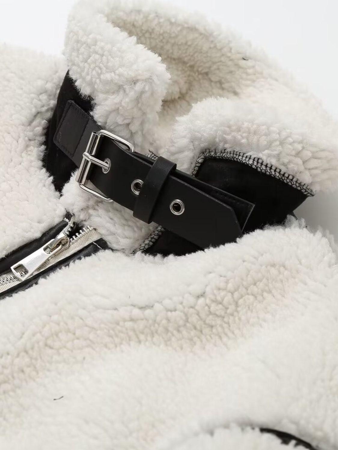 Zip Up Long Sleeve Sherpa Jacket.