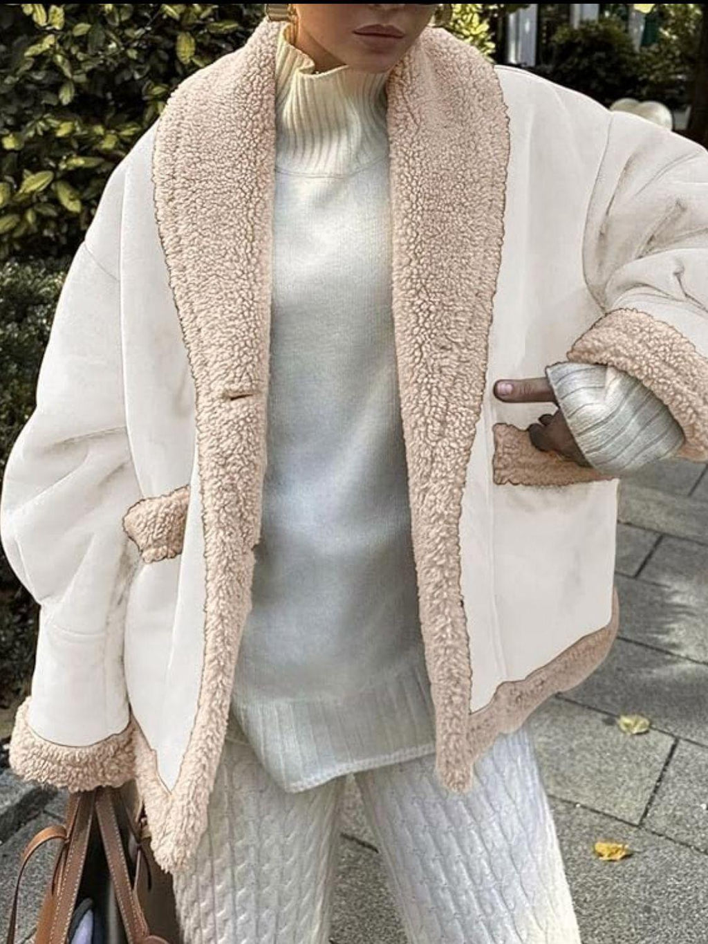 Fuzzy Collared Neck Long Sleeve Jacket - SHANKARA CHÉRIE