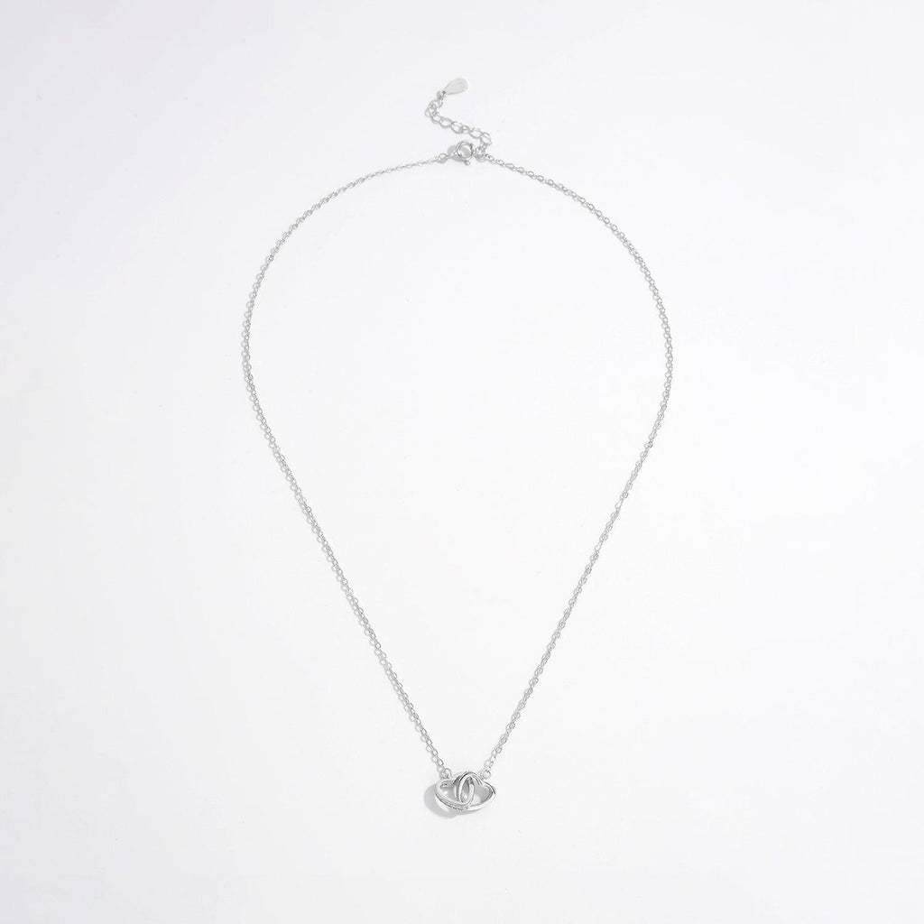 925 Sterling Silver Inlaid Zircon Heart Necklace.
