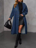 Button Up Long Sleeve Longline Denim Jacket.