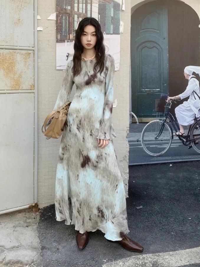 Tie Dye Flared Maxi Dress.