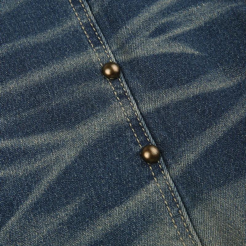 Flared Rivet Grunge Punk Low Waisted Jeans