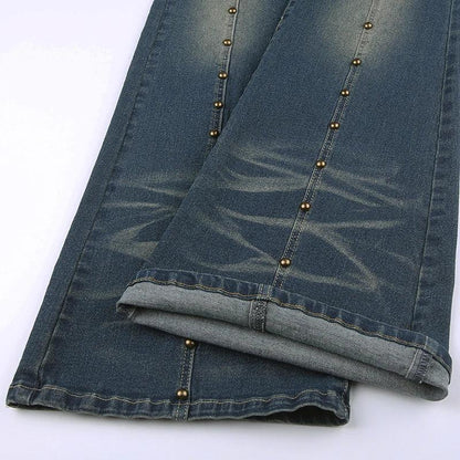 Flared Rivet Grunge Punk Low Waisted Jeans