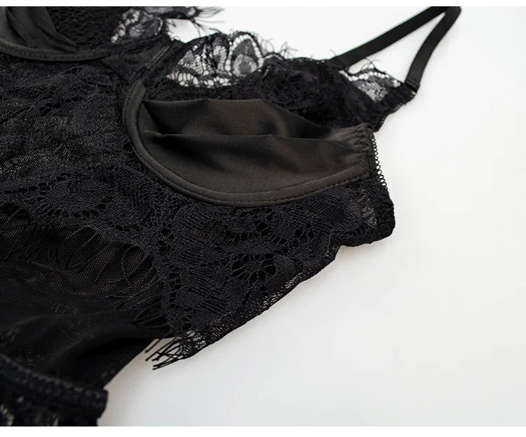 Emerald Lace Corset Lingerie Set with Garter Belt and Stockings