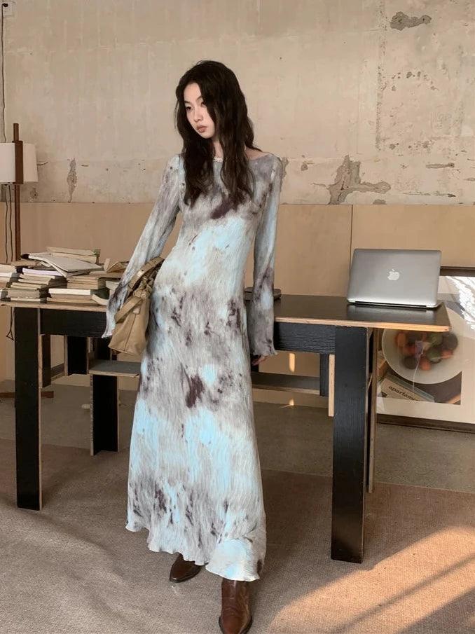 Tie Dye Flared Maxi Dress.