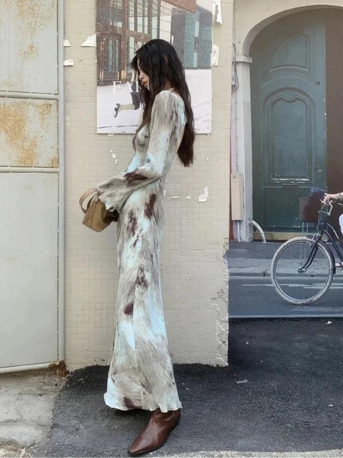 Tie Dye Flared Maxi Dress.