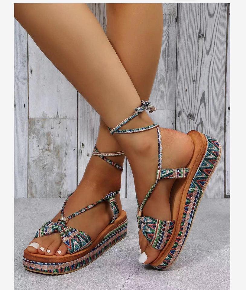 Ankle Strap Platform Ethnic Sandals Bohemian.