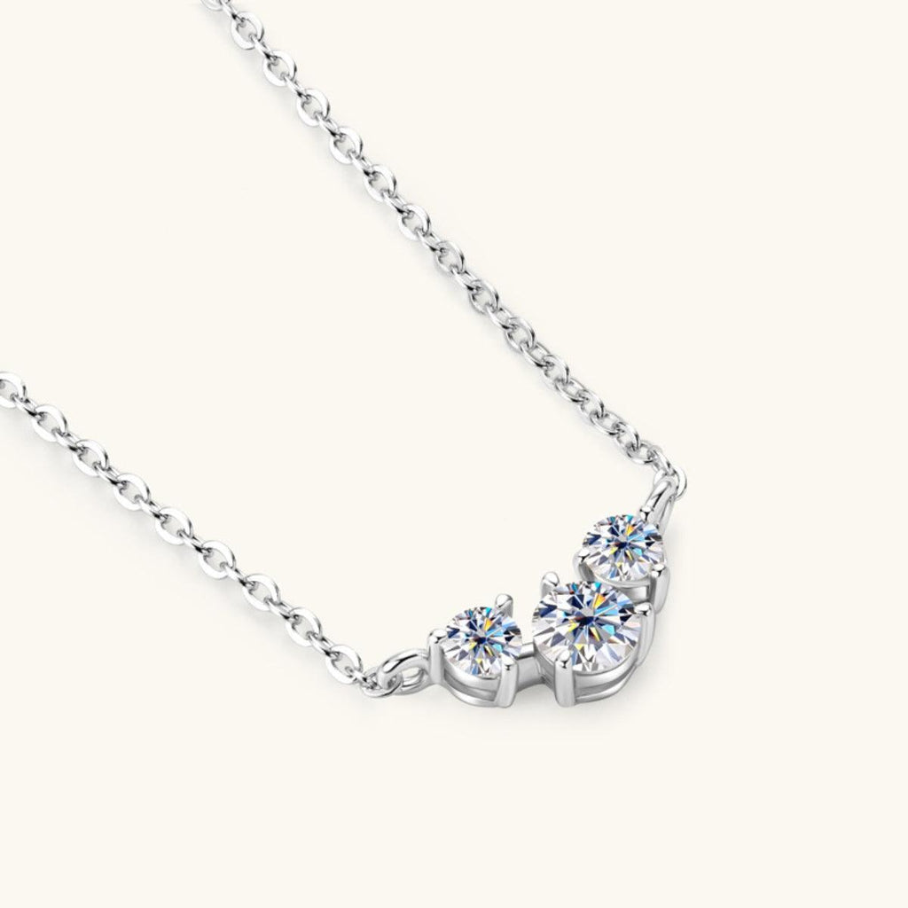 925 Sterling Silver Inlaid Moissanite Necklace.