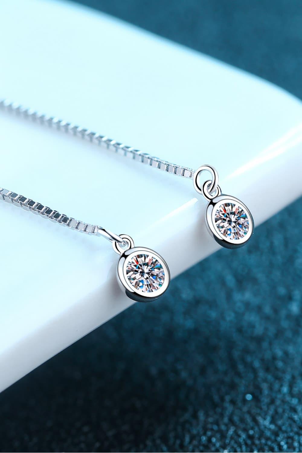 Moissanite 925 Sterling Silver Threader Earrings.