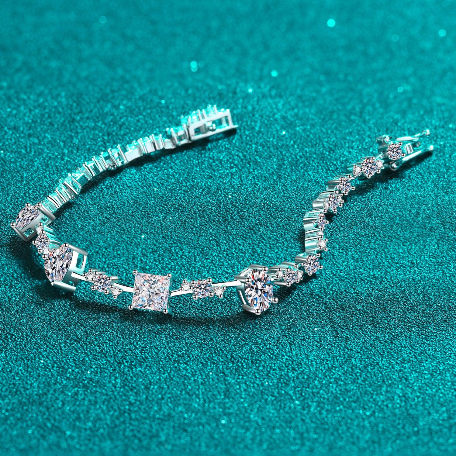 6.2 Carat Moissanite 925 Sterling Silver Bracelet.