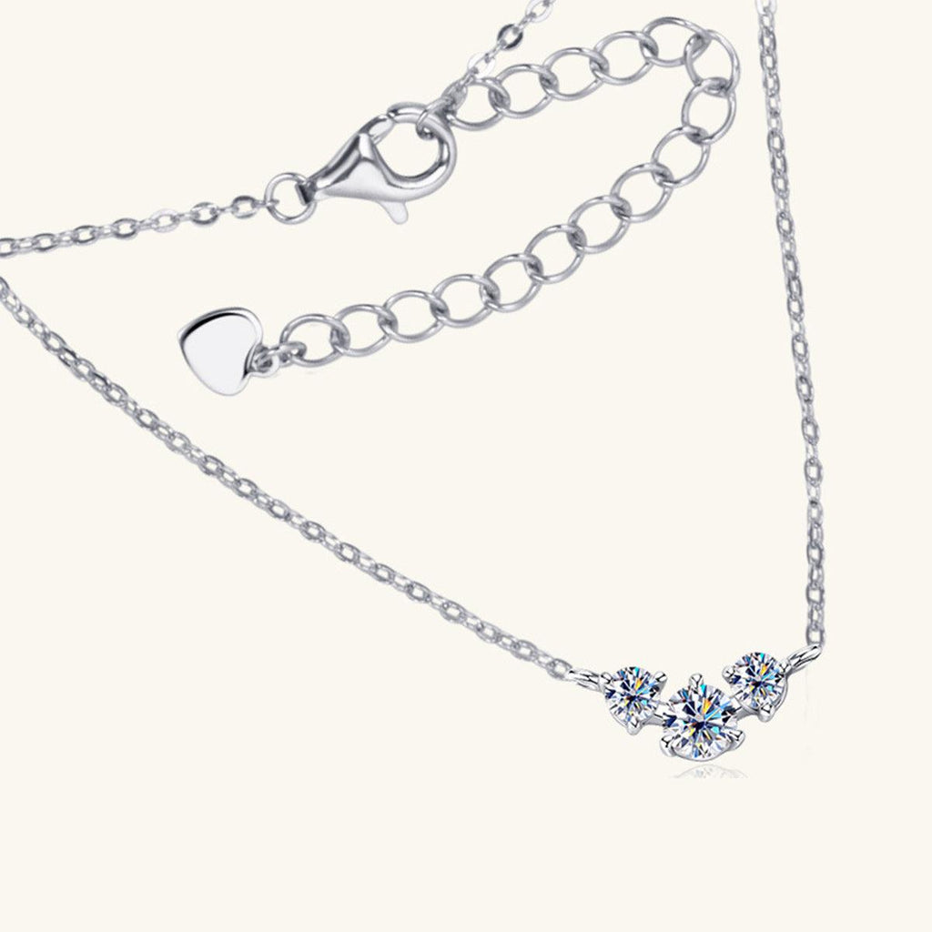 925 Sterling Silver Inlaid Moissanite Necklace.
