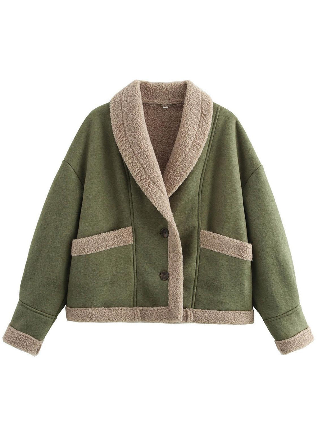 Fuzzy Collared Neck Long Sleeve Jacket - SHANKARA CHÉRIE