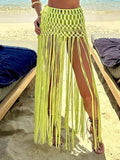Beach Fringed Skirt & Bikini Swimsuit Set.