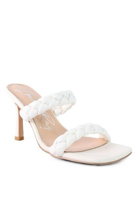 BELADONA BRAIDED STRAP MID HEEL SANDAL.