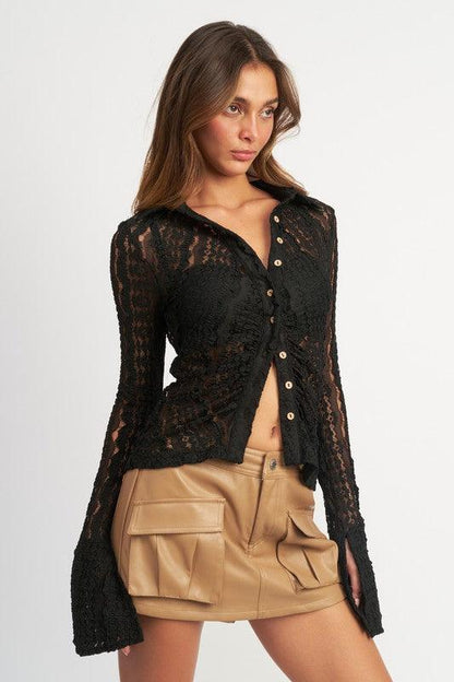 BELL SLEEVE LACE TOP - SHANKARA CHÉRIE