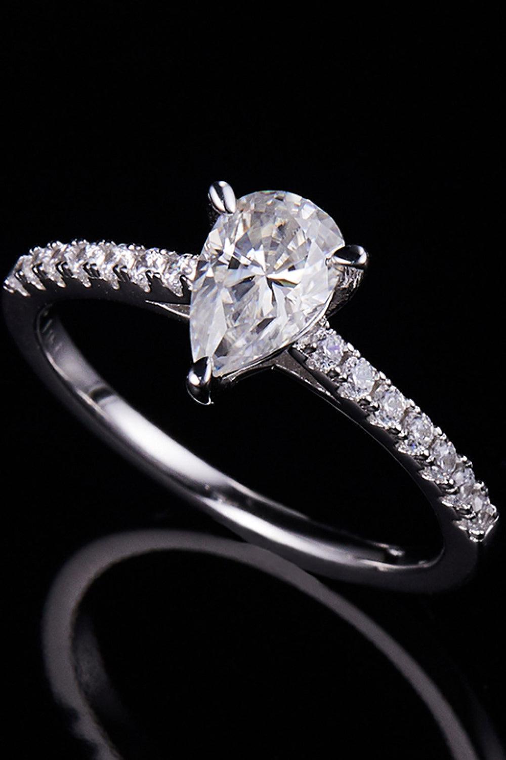 1 Carat Moissanite 925 Sterling Silver Side Stone Ring.