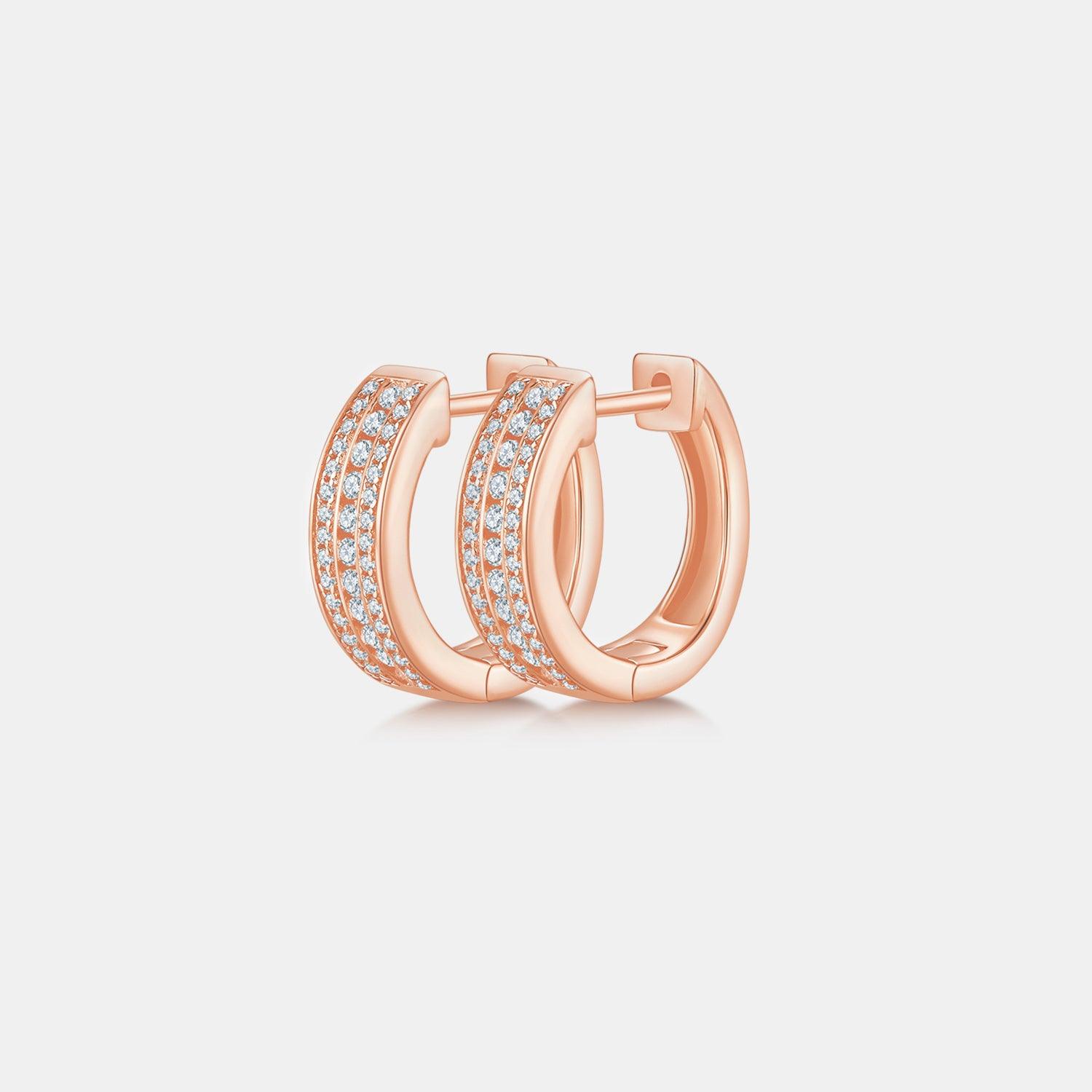 Moissanite 925 Sterling Silver Huggie Earrings.