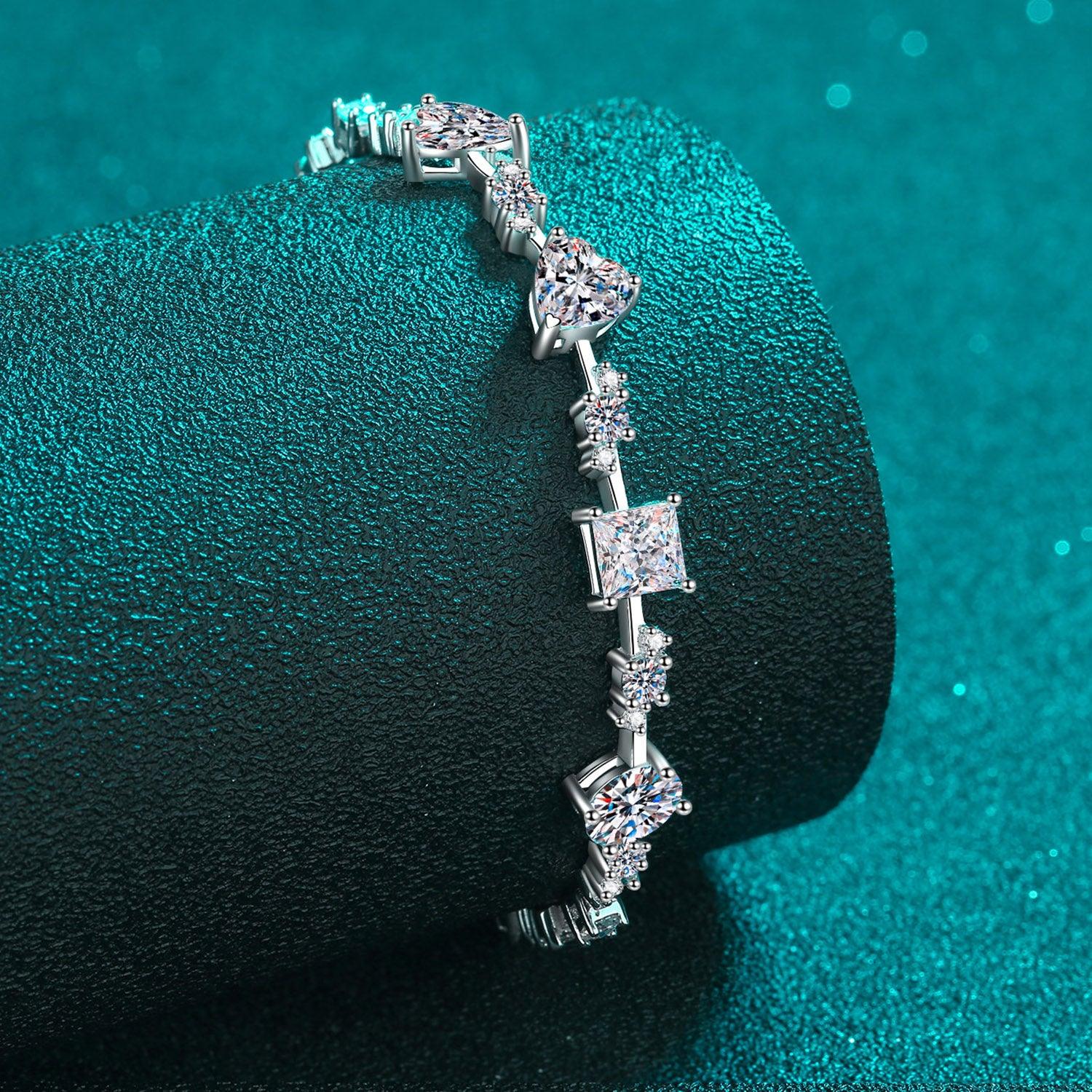 6.2 Carat Moissanite 925 Sterling Silver Bracelet.
