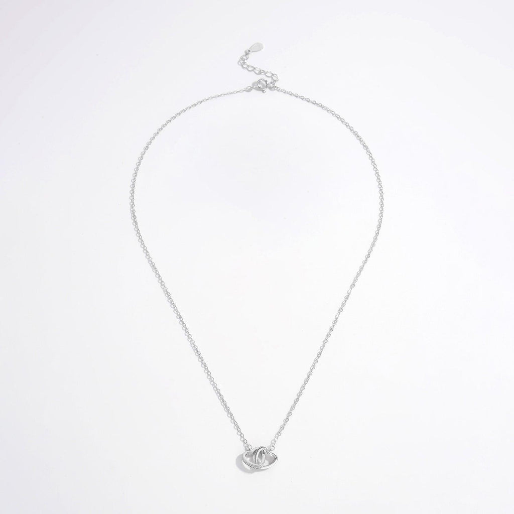 925 Sterling Silver Inlaid Zircon Heart Necklace.