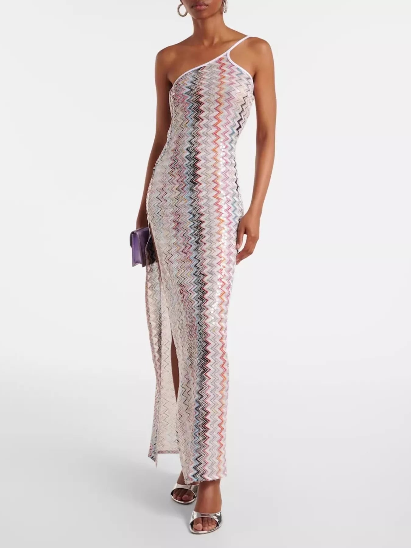 Backless slit zigzag pattern sleeveless maxi dress, boho party resort dress
