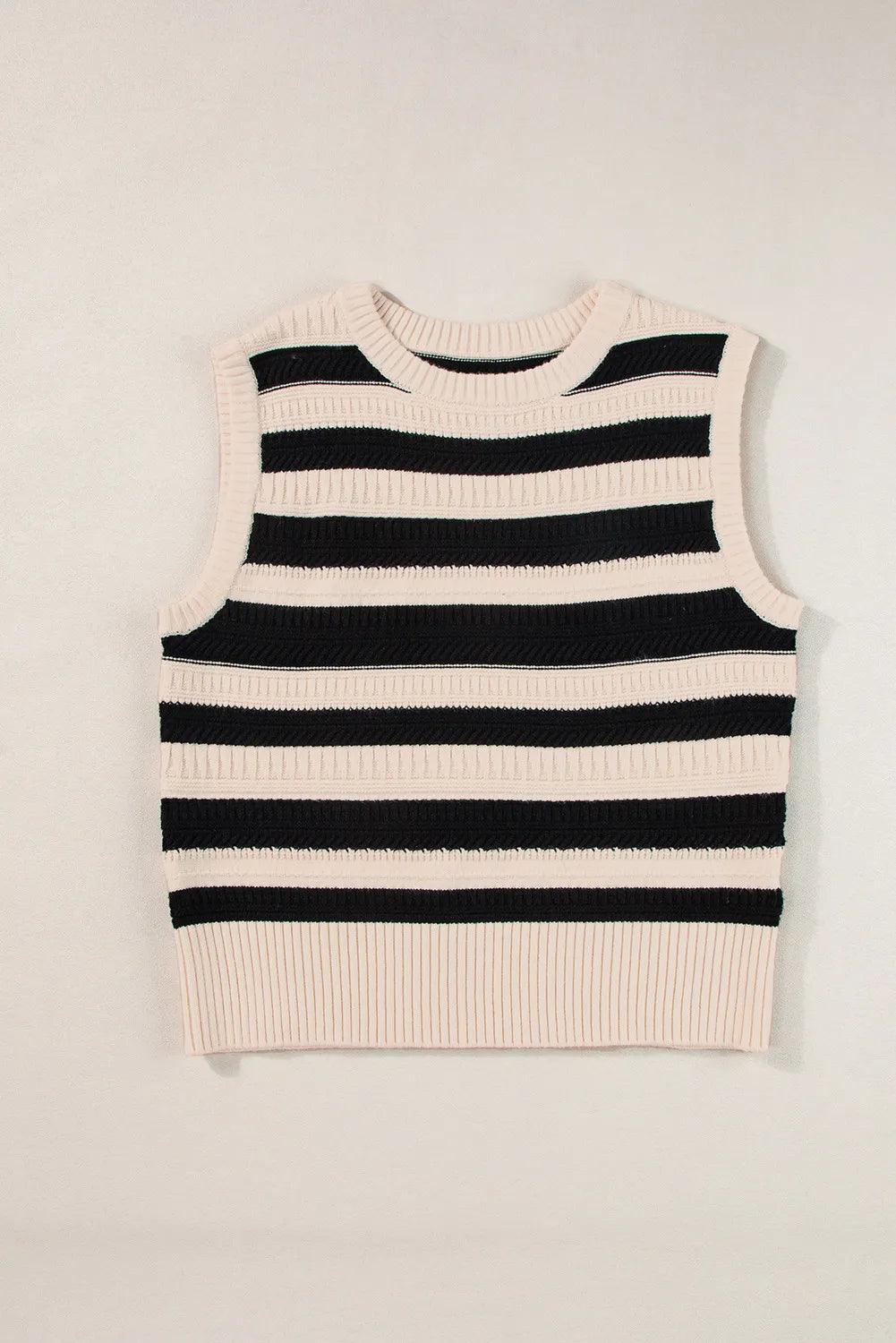 Color Block Round Neck Sweater Vest - SHANKARA CHÉRIE