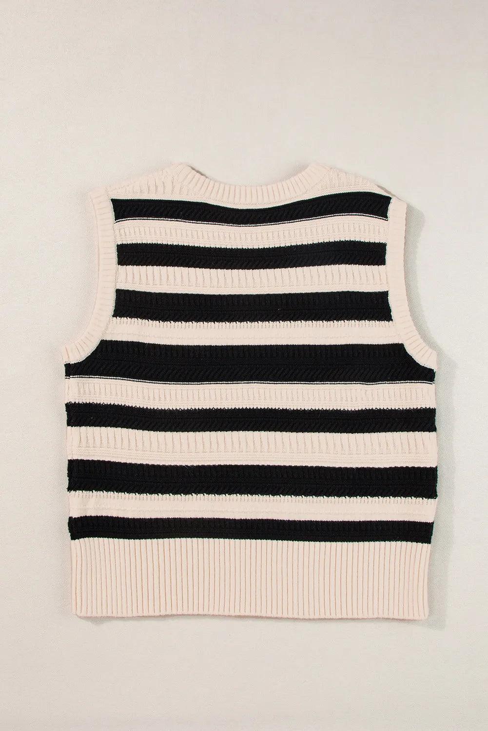 Color Block Round Neck Sweater Vest - SHANKARA CHÉRIE