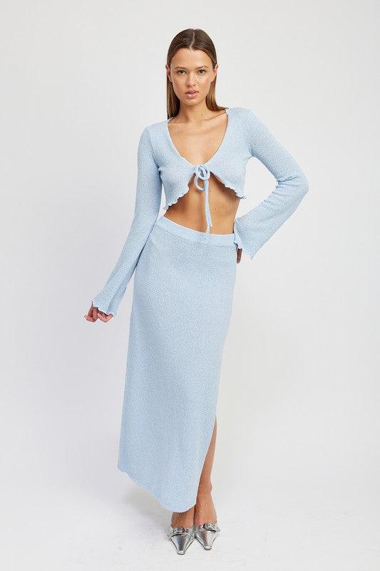 LONG SLEEVE FRONT TIE CROPPED TOP - SHANKARA CHÉRIE