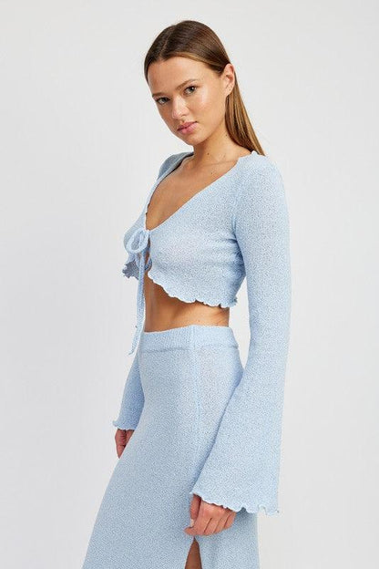 LONG SLEEVE FRONT TIE CROPPED TOP - SHANKARA CHÉRIE