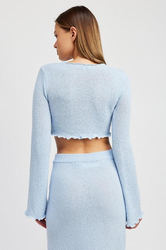 LONG SLEEVE FRONT TIE CROPPED TOP - SHANKARA CHÉRIE