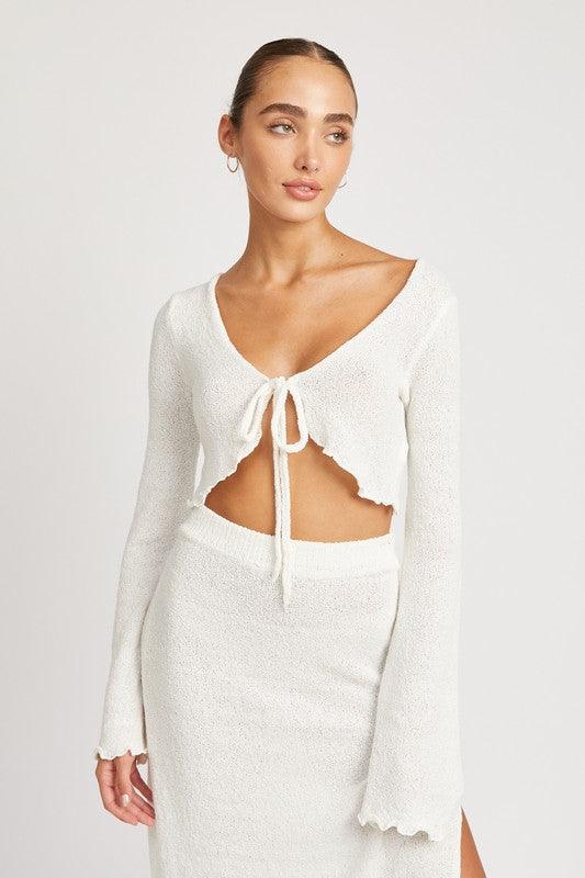 LONG SLEEVE FRONT TIE CROPPED TOP - SHANKARA CHÉRIE