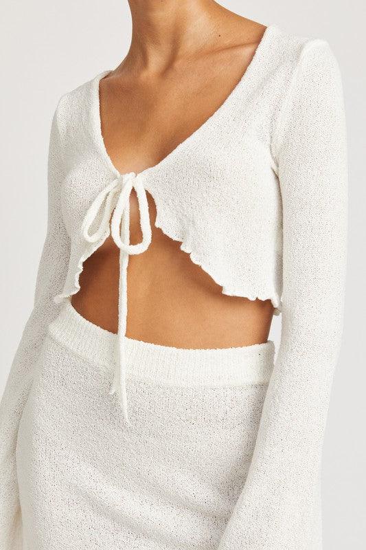 LONG SLEEVE FRONT TIE CROPPED TOP - SHANKARA CHÉRIE