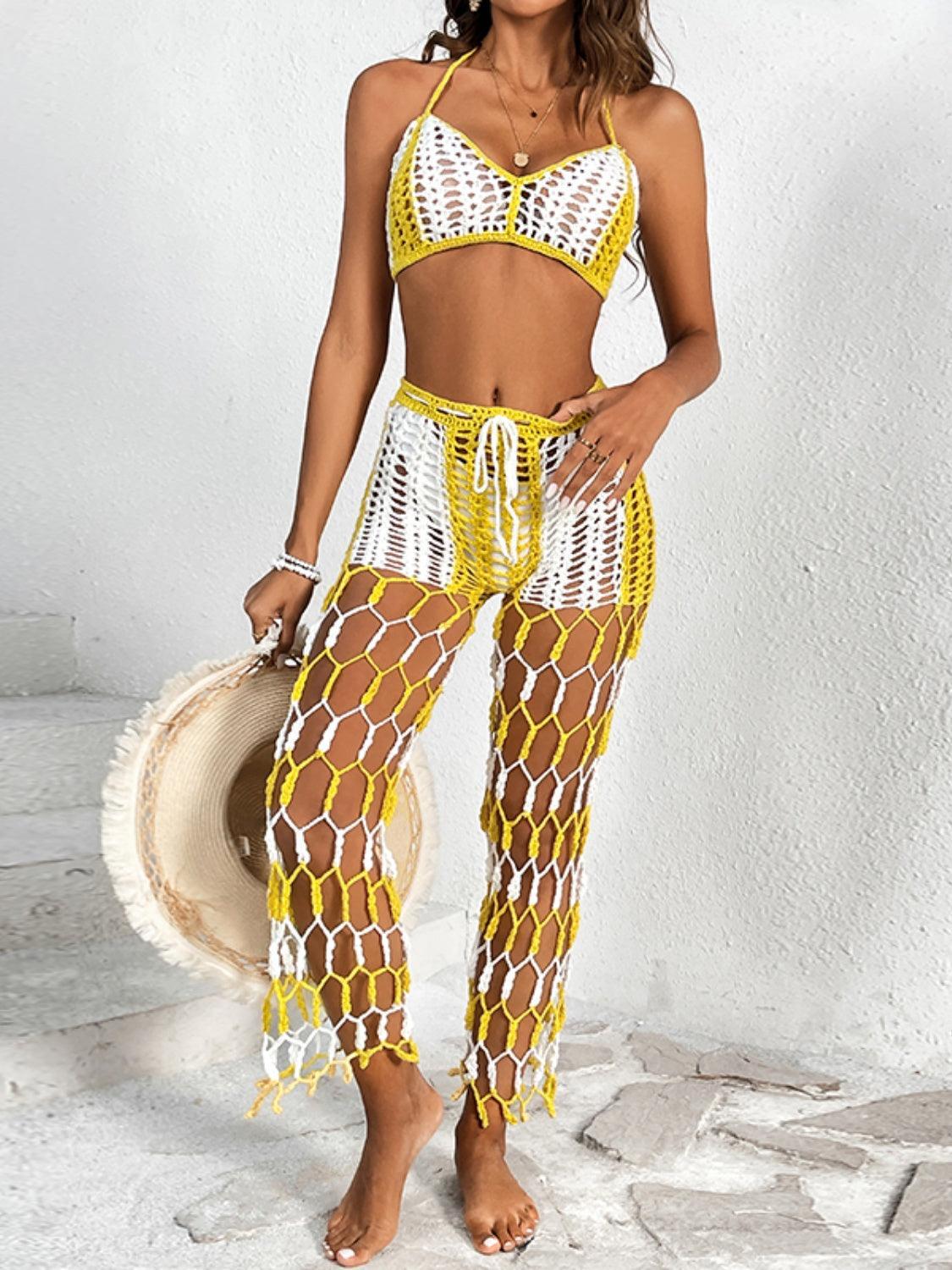 Cutout Halter Neck Top and Pants Two-Piece Swim Set - SHANKARA CHÉRIE