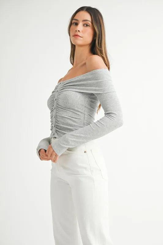 MABLE Off-Shoulder Long Sleeve T-Shirt.