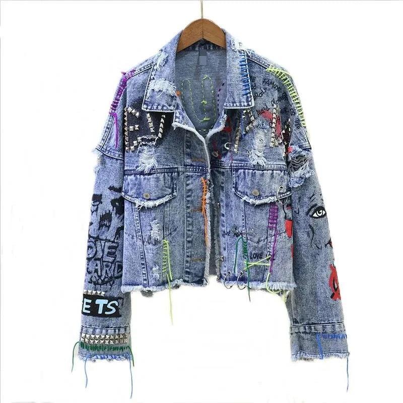 Denim Graffiti Jacket Embellished Jacket. - SHANKARA CHÉRIE