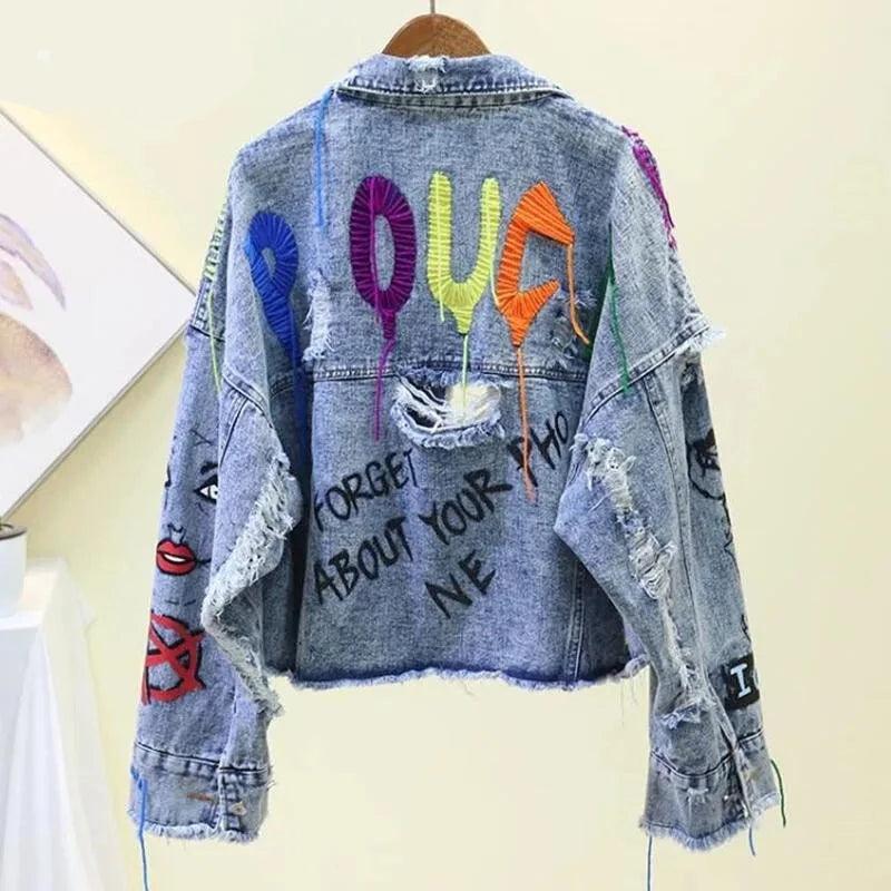 Denim Graffiti Jacket Embellished Jacket. - SHANKARA CHÉRIE