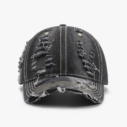 Distressed Adjustable Cotton Baseball Cap - SHANKARA CHÉRIE