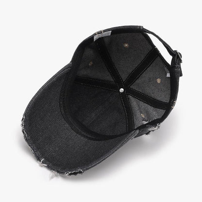 Distressed Adjustable Cotton Baseball Cap - SHANKARA CHÉRIE