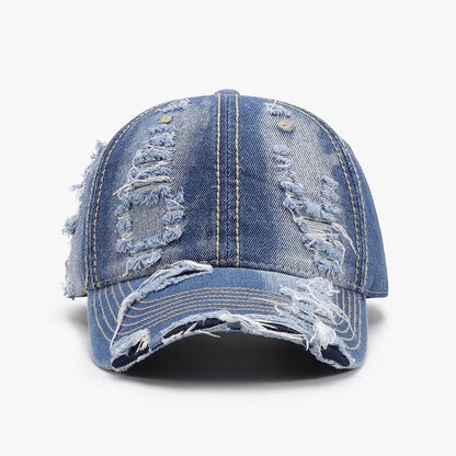 Distressed Adjustable Cotton Baseball Cap - SHANKARA CHÉRIE