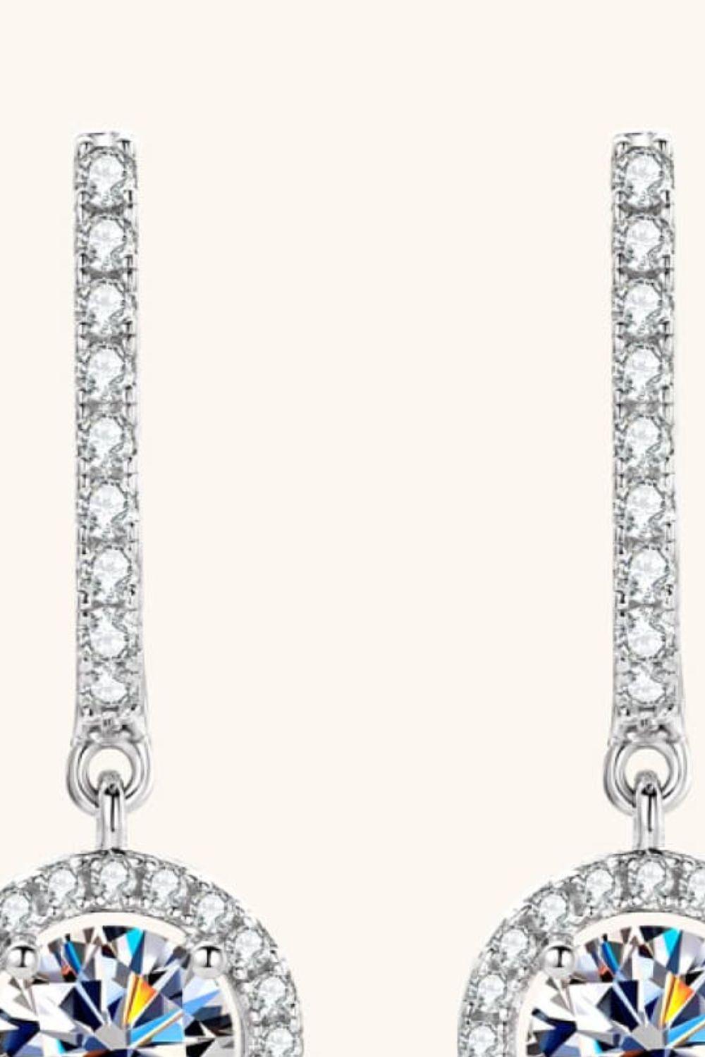 2 Carat Moissanite 925 Sterling Silver Drop Earrings.