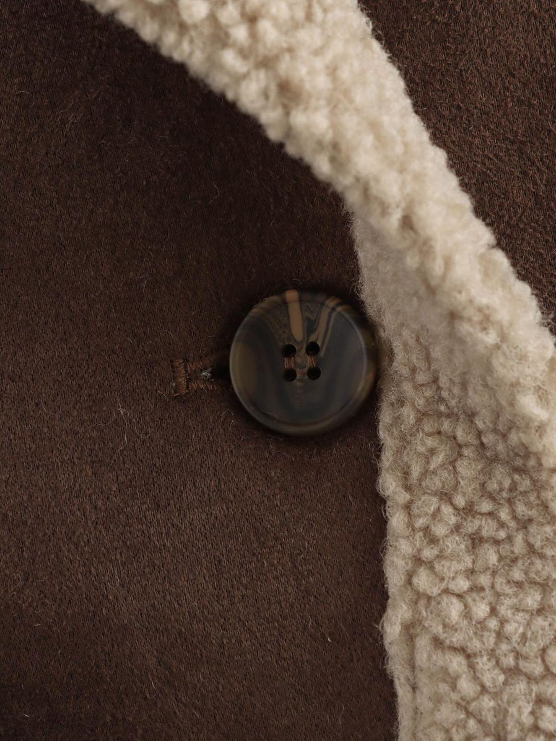 Fuzzy Collared Neck Long Sleeve Jacket.