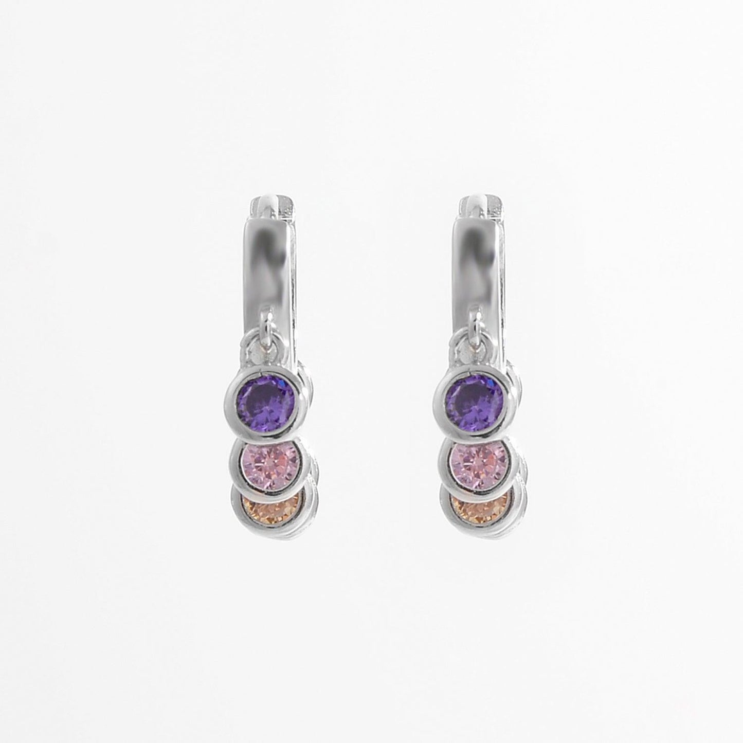 Zircon 925 Sterling Silver Huggie Earrings - SHANKARA CHÉRIE