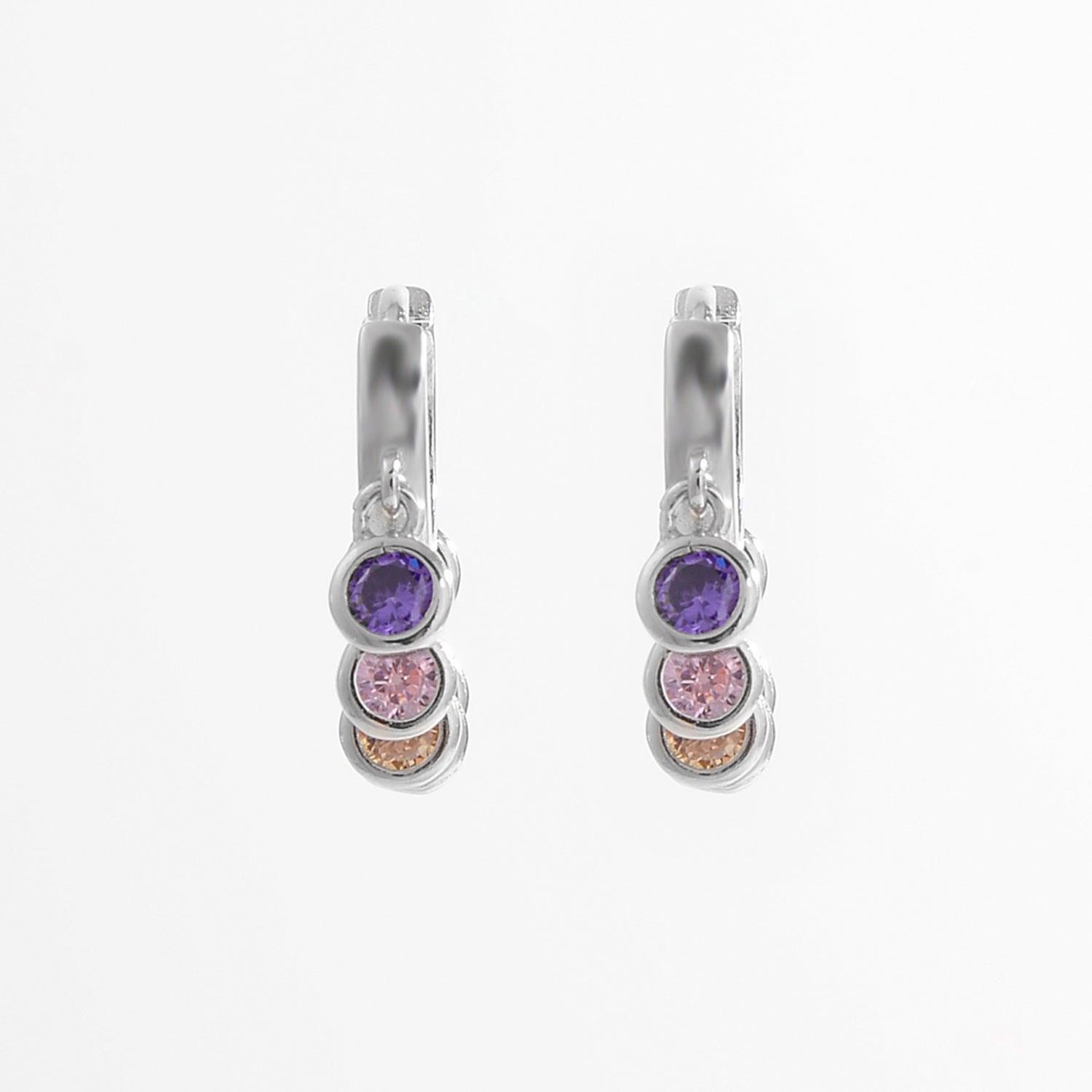 Zircon 925 Sterling Silver Huggie Earrings - SHANKARA CHÉRIE