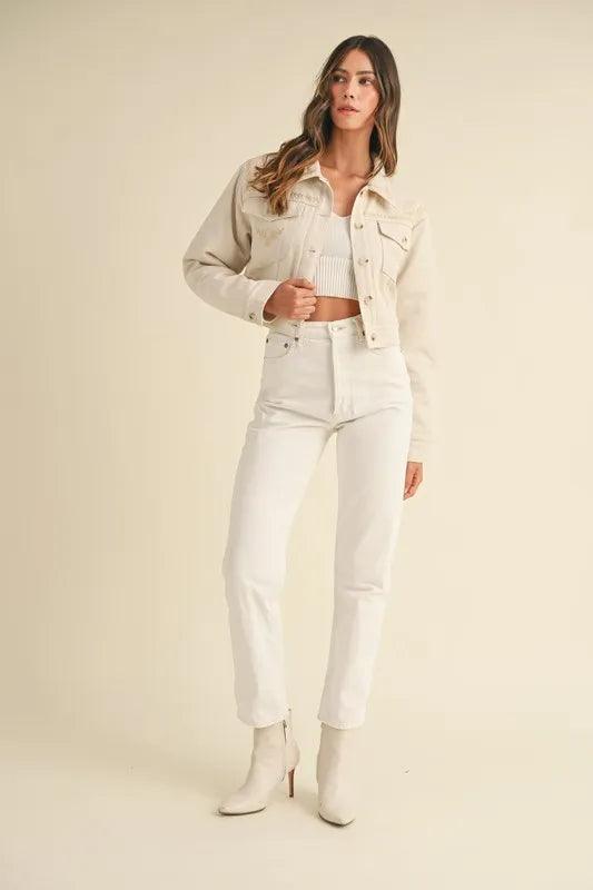 MABLE Embroidered Quilted Cropped Jacket.