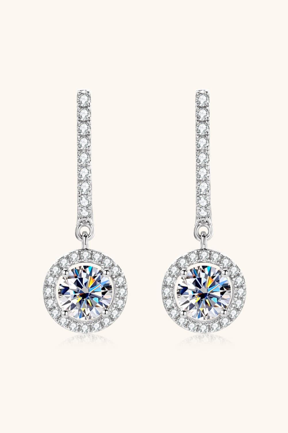 2 Carat Moissanite 925 Sterling Silver Drop Earrings.