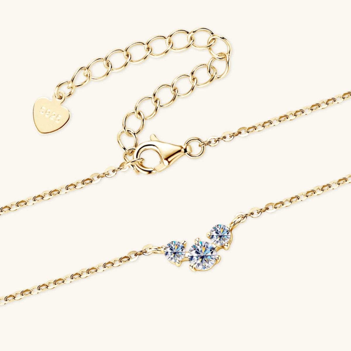 925 Sterling Silver Inlaid Moissanite Necklace.