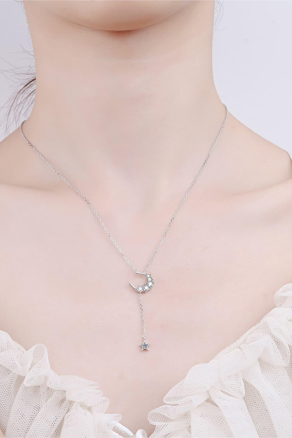 Star & Moon Moissanite Necklace.