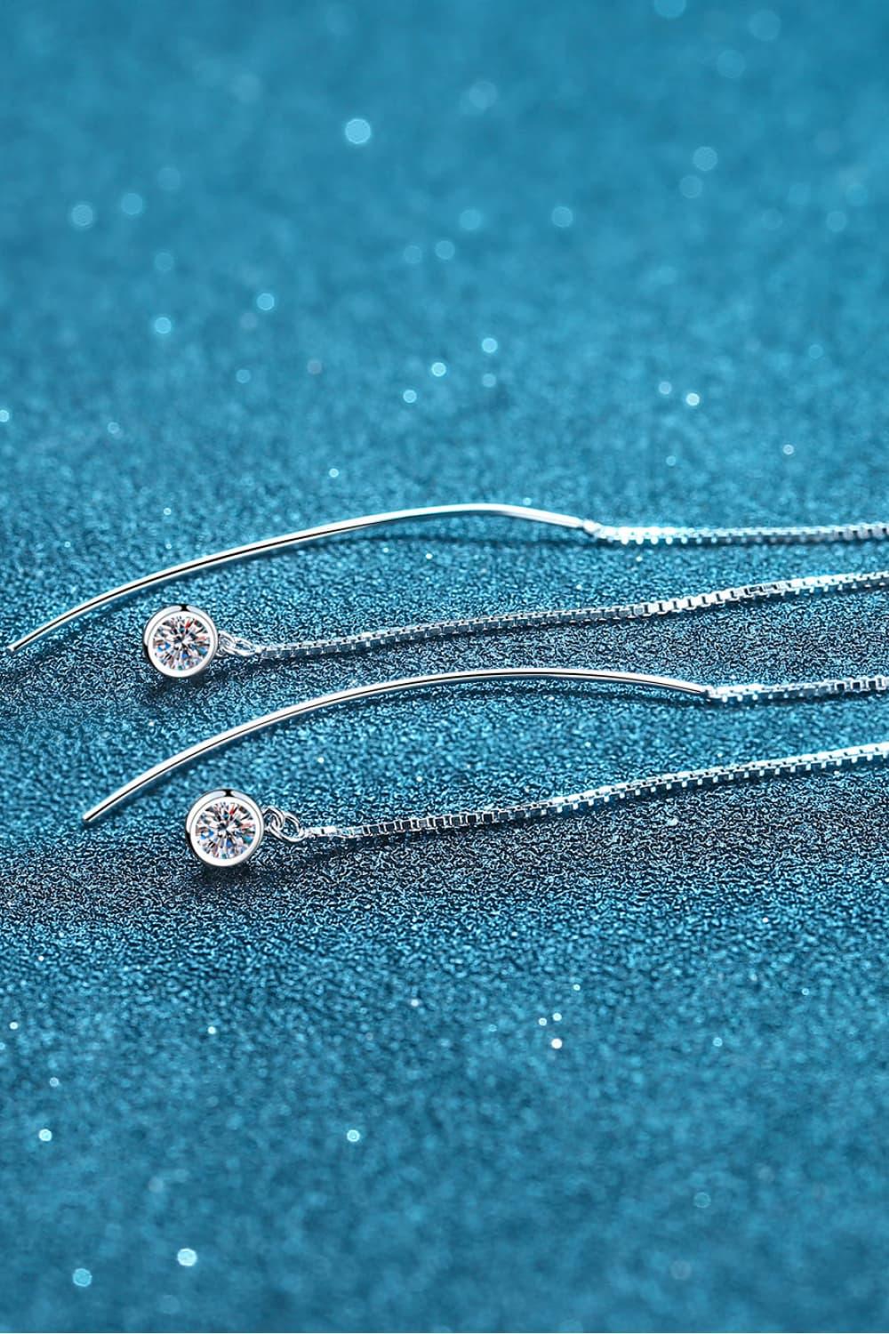 Moissanite 925 Sterling Silver Threader Earrings.
